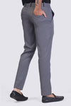 Dark Grey pleated plain ankle length trousers for men